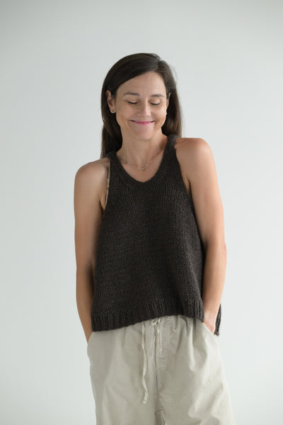 Handknit Vest WO/WS/WM in Chocolate