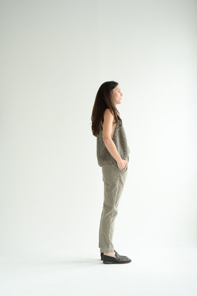 Velvet Slim Trousers in Marron Glace
