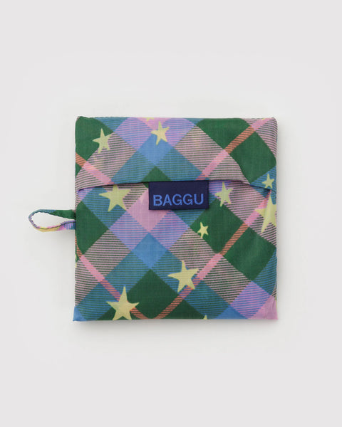 Standard Reusable Bag - Green Star Plaid