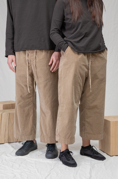 Velvet Wide & Long Trousers in Honey