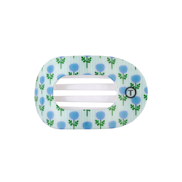 Medium Flat Round Hair Clip in Blue Marigold