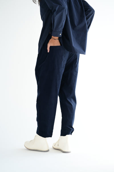 Micro Cord Trousers in Navy