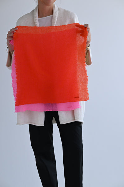Cashmere Square Scarf - Raspberry or Tomato