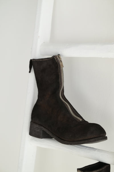PL2 Front Zip Boots in Chocolate suede