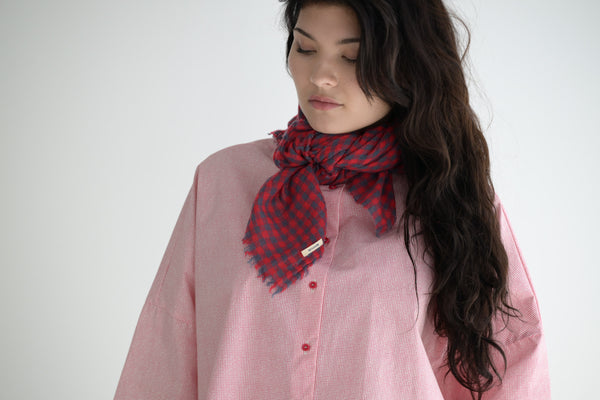 Cashmere Scarf in Raspberry Dark Check
