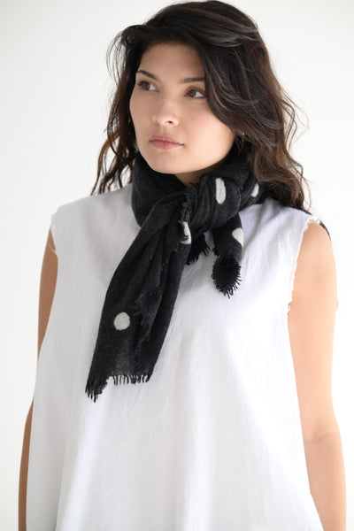 Cashmere Scarf in Black Dot