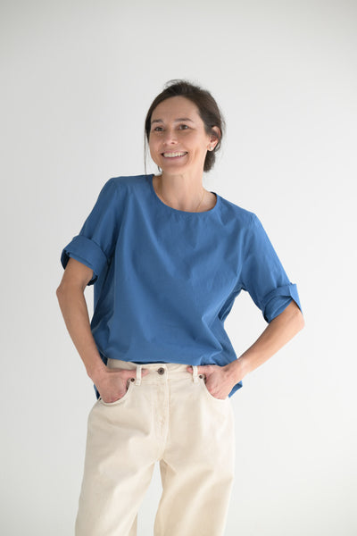 Medium Blue Simple Top