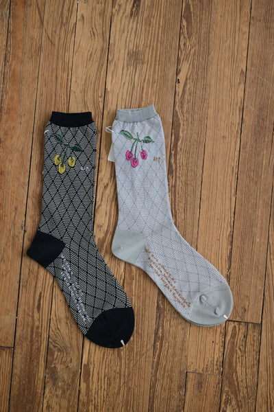 Cherry on Diamond Socks