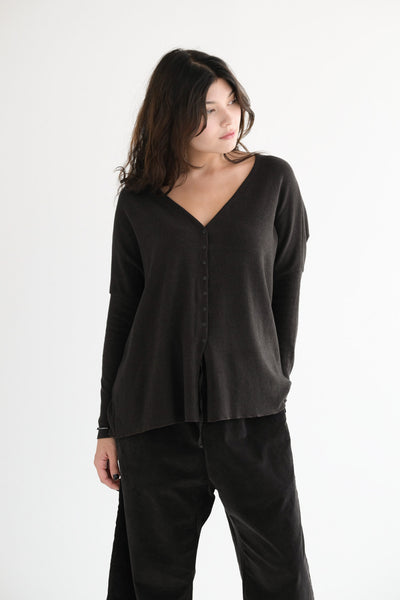 JP Snap Cardigan in Brown