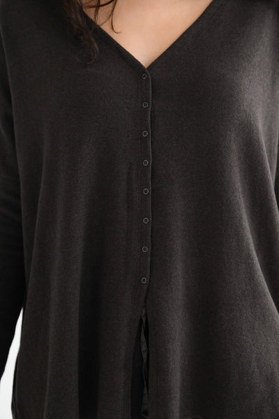 JP Snap Cardigan in Brown