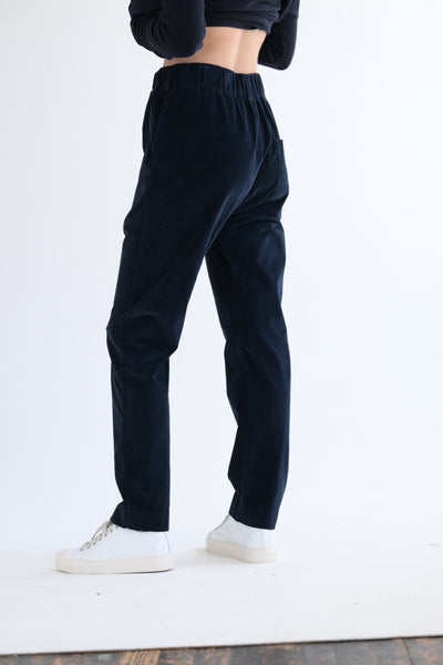 Slim Velvet Trousers in Navy