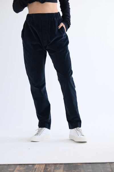 Slim Velvet Trousers in Navy