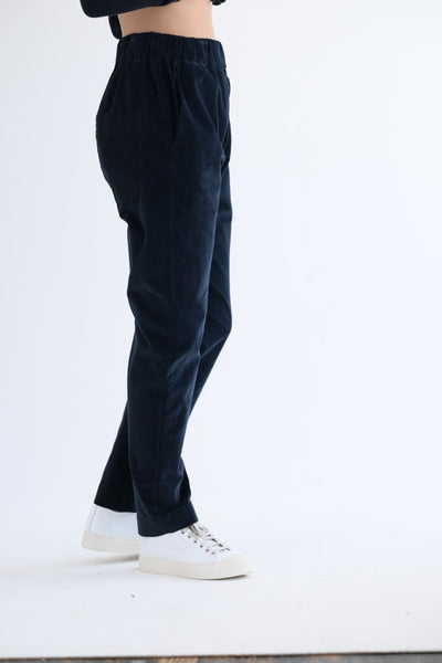 Slim Velvet Trousers in Navy
