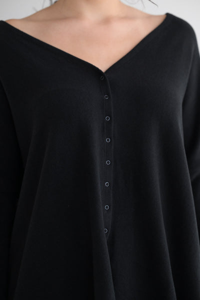 JP Snap Cardigan in Black