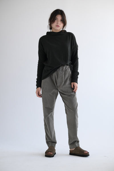 Slim Velvet Trousers in Taupe