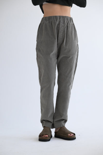 Slim Velvet Trousers in Taupe