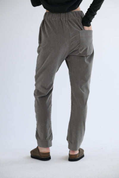 Slim Velvet Trousers in Taupe