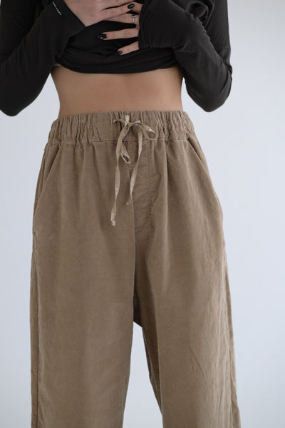 Velvet Wide & Long Trousers in Honey