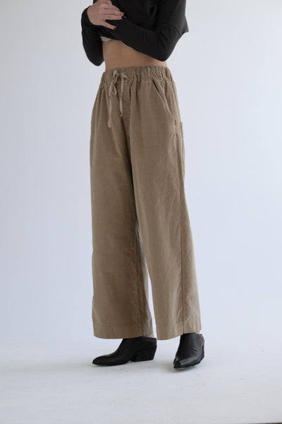 Velvet Wide & Long Trousers in Honey