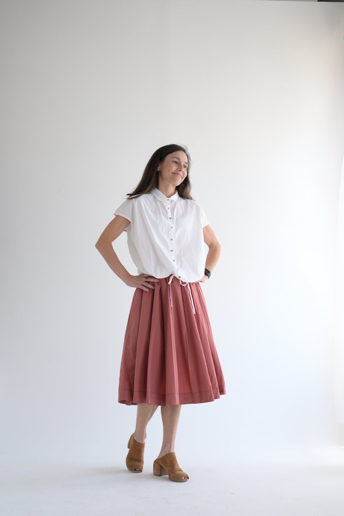 Pleated Skirt TC in Coral
