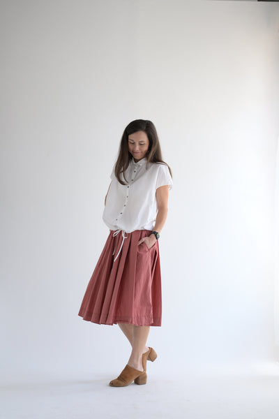 Pleated Skirt TC in Coral