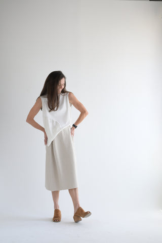 Striatum Sleeveless Top in Milk