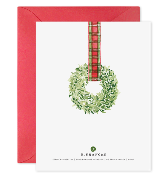 Plaid Ribbon Wreath - SIngle Card