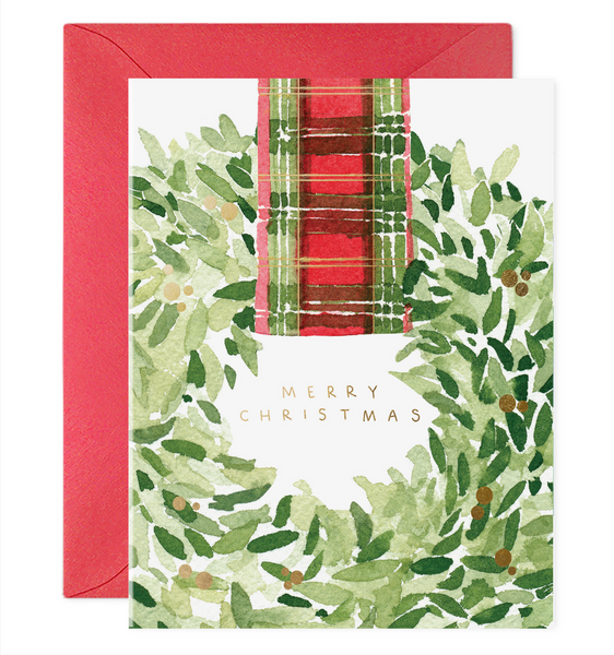 Plaid Ribbon Wreath - SIngle Card