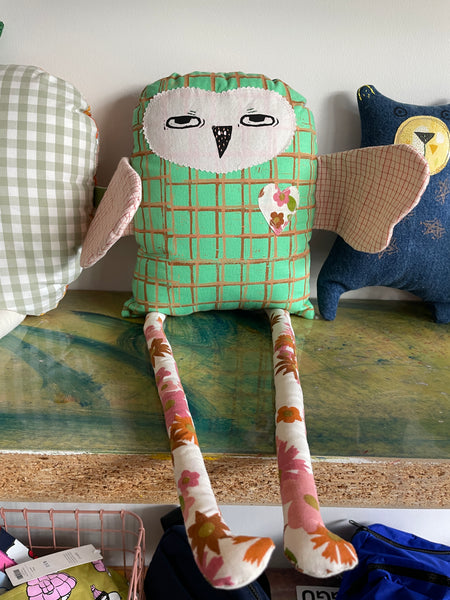 Owl Pillow in Green