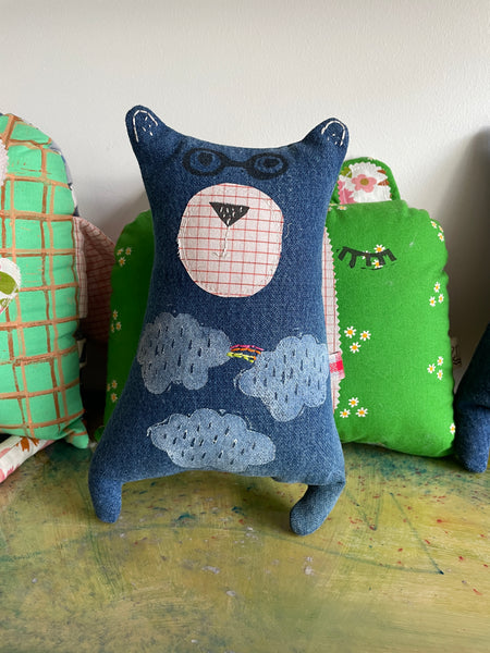 Bear Pillows in Denim