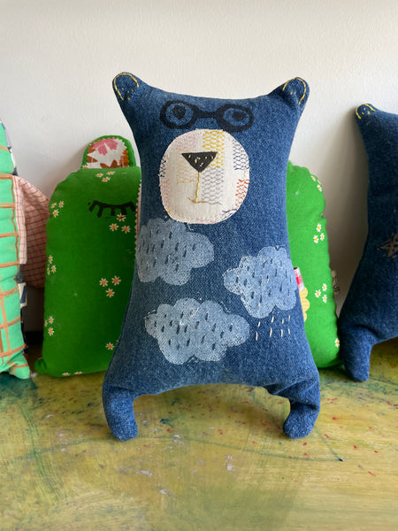 Bear Pillows in Denim