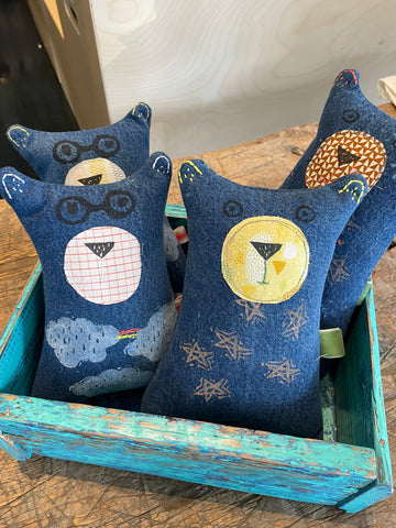 Bear Pillows in Denim