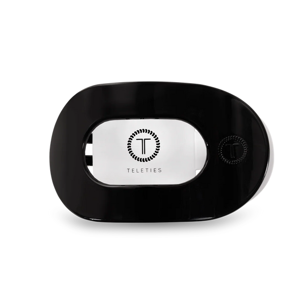 Medium Flat Round Hair Clip in Jet Black