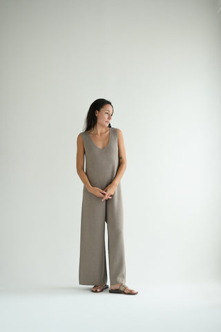 Double Knit Jumpsuit in Wood