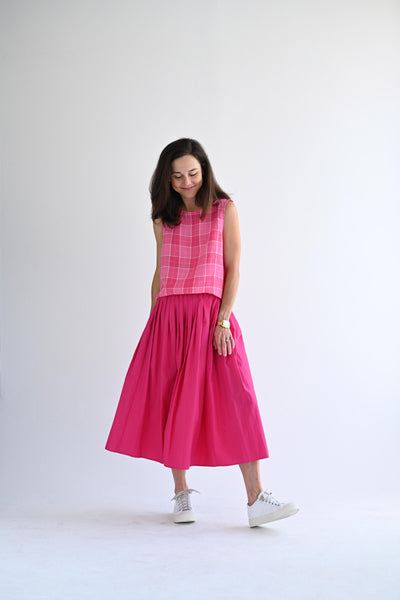 Tank in Raspberry Plaid Linen