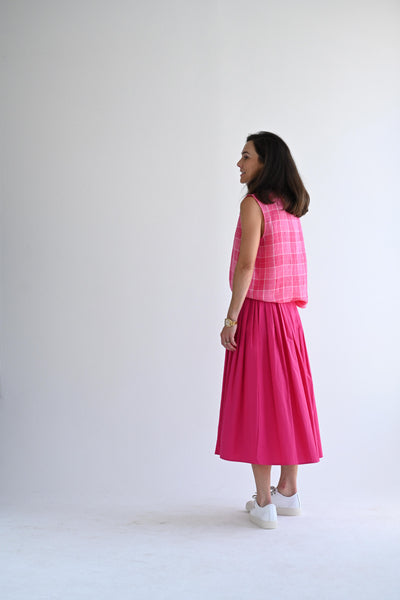 Tank in Raspberry Plaid Linen