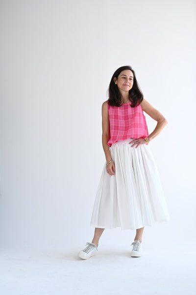 Tank in Raspberry Plaid Linen