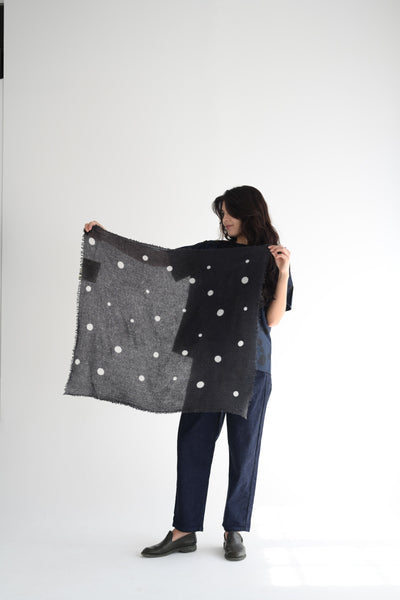 Cashmere Scarf in Black Dot