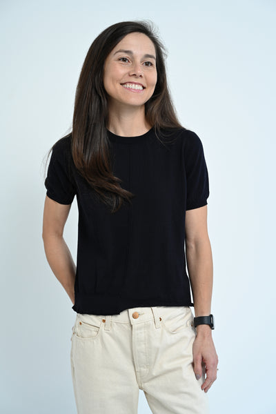Short Sleeve Sweater in Navy