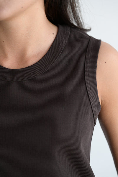 Ribbed Tank Top in Cacao