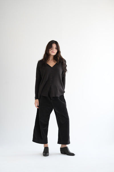Velvet Wide & Short Trousers in Brown