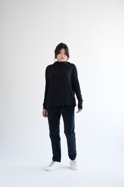 Slim Velvet Trousers in Navy