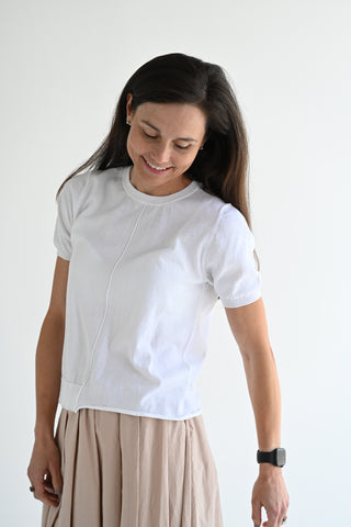 Short Sleeve Sweater in White