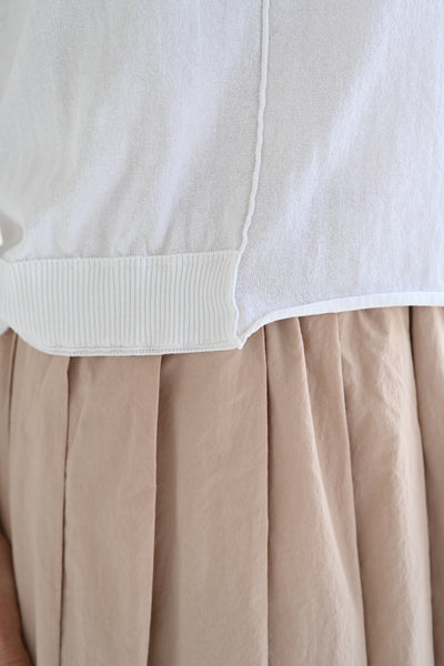 Short Sleeve Sweater in White