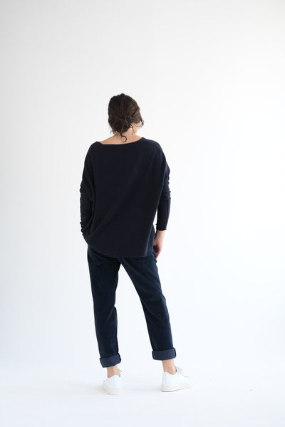 Slim Velvet Trousers in Navy