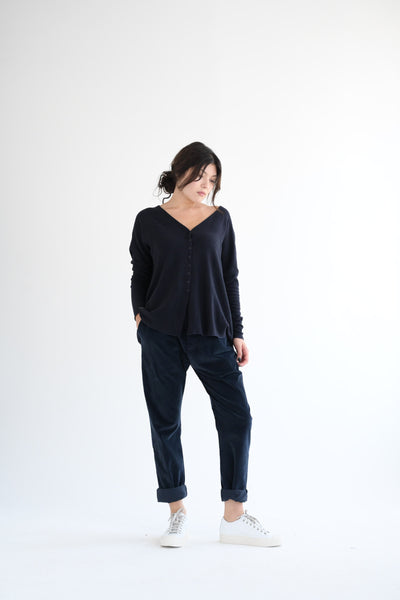 JP Snap Cardigan in Navy