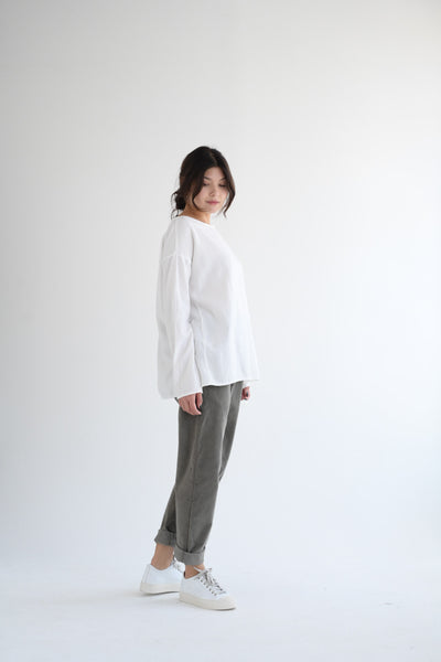 Slim Velvet Trousers in Taupe