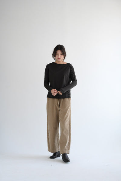 Velvet Wide & Long Trousers in Honey