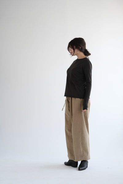 Velvet Wide & Long Trousers in Honey