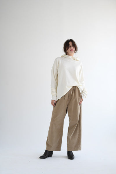 Velvet Wide & Long Trousers in Honey